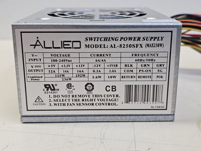 Allied 250W SFX 12V 20+4 PIN 2XSATA Connectors 1 X 12V P4 2 Power Supply - AL-8250SFX
