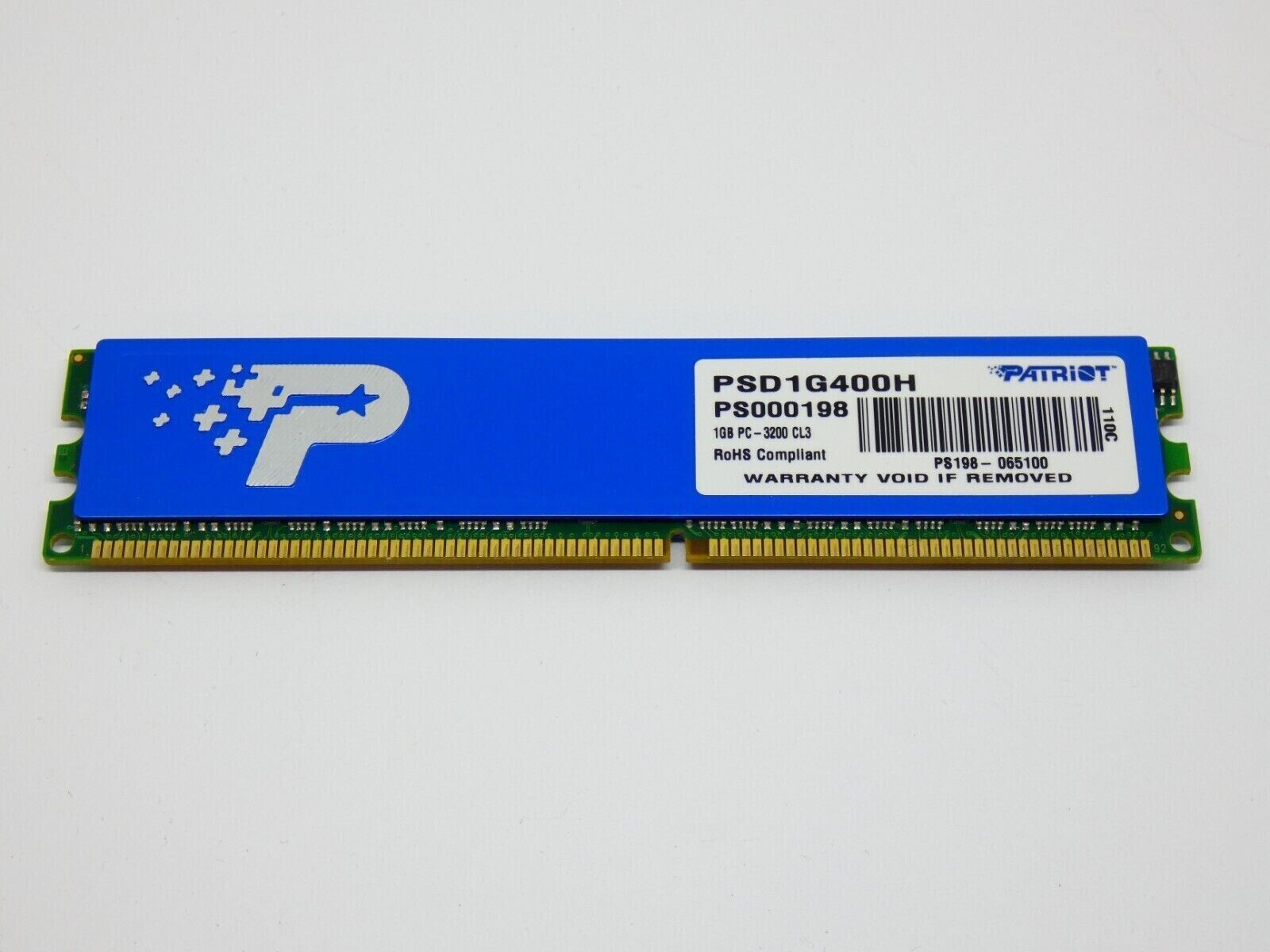 Patriot 2GB (2Pcs x 1GB Kit)  PSD1G400H PC3200U DDR 400 184Pin Non-ECC Unbuff Memory Kit