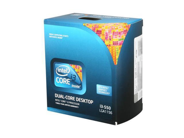 Intel I3-550 Clarkdale 3.2GHz Socket LGA 1156 73W Intel HD Graphics (SLBUD) Desktop Processor including Original Intel Cooling Fan Retail Box - BX80616I3550