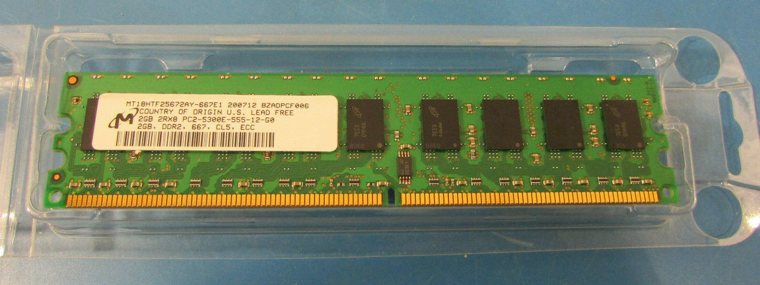 Micron 2GB PC2-5300 DDR2-667MHz ECC Unbuffered CL5 240Pin Dual Rank Memory Module (CT25672AA667.M18FE) - MT18HTF25672AY-667E1