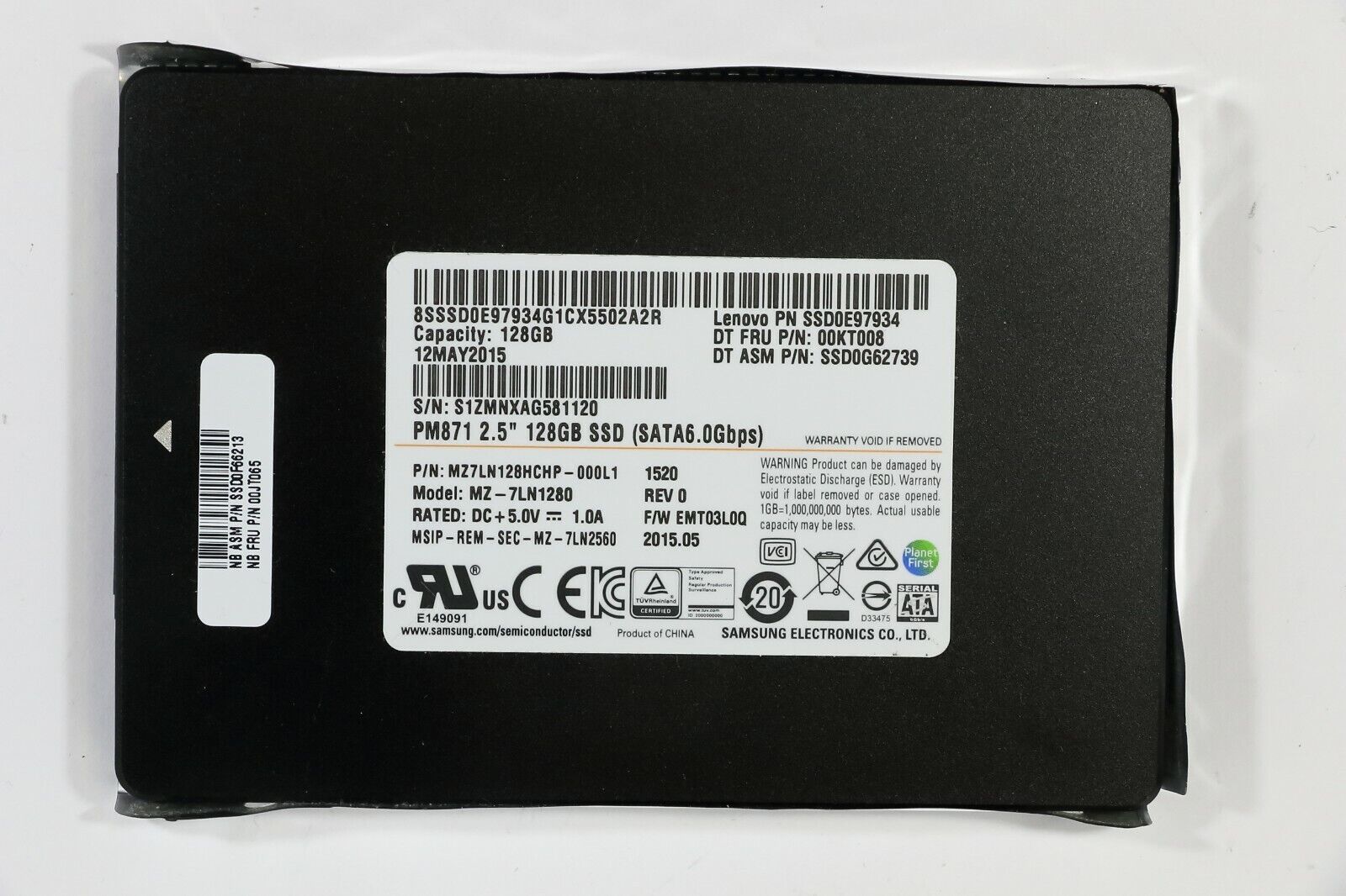 Samsung MZ-7LN1280 (Lenovo SSD0E97934) 128GB SSD 2.5